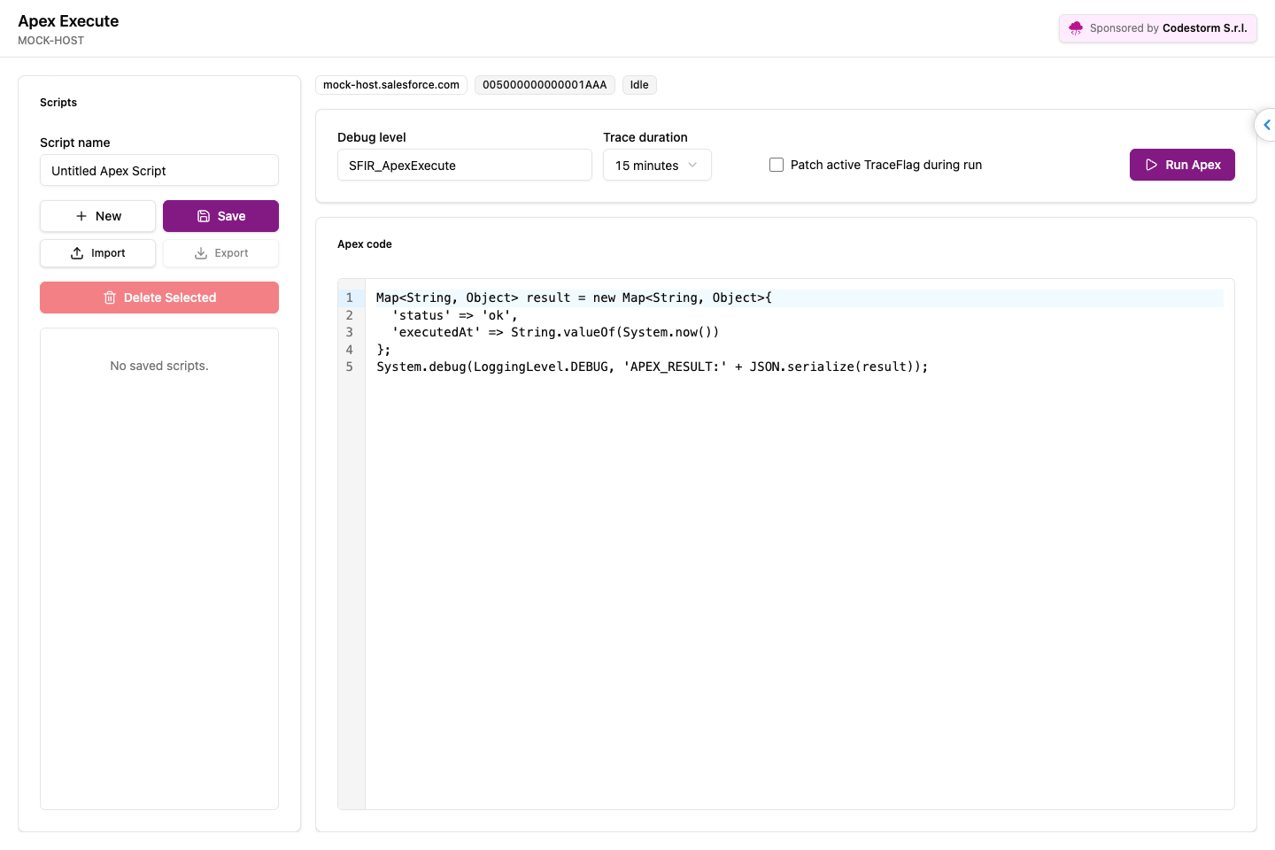 Apex Execute screenshot