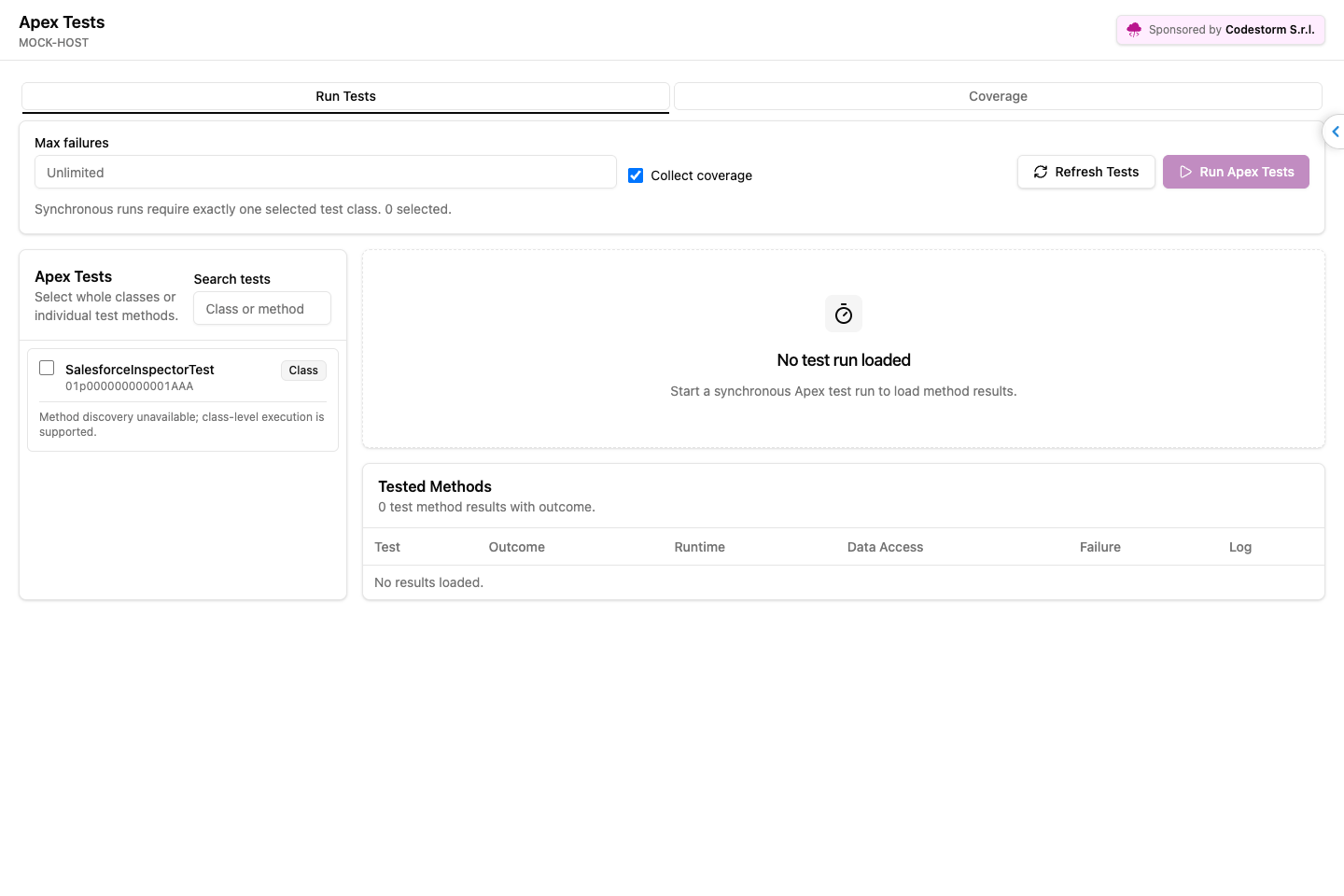 Apex Tests screenshot