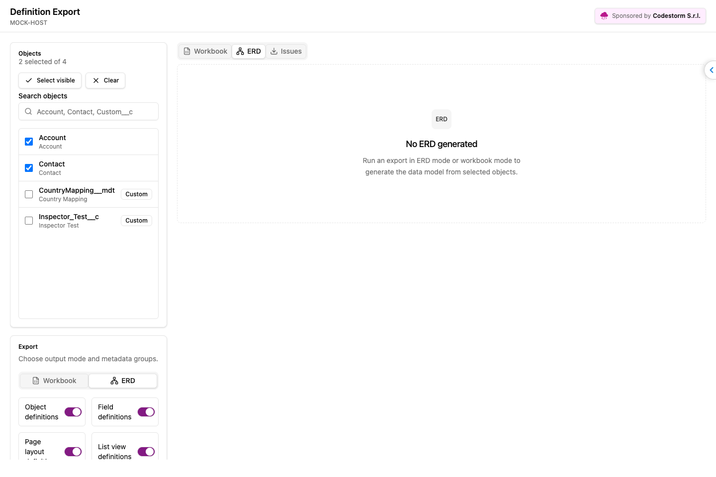 Definition Export screenshot