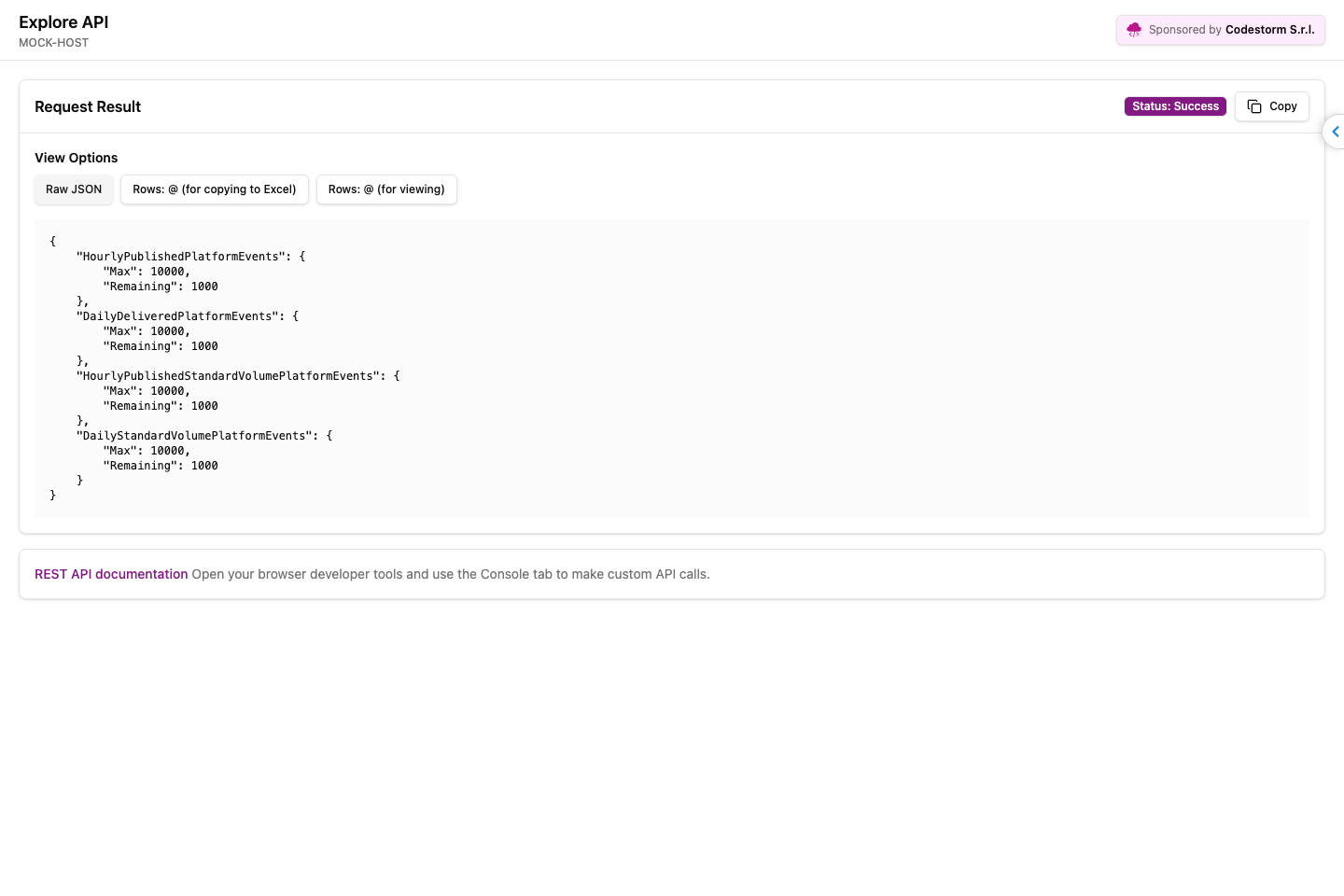 API Explorer screenshot