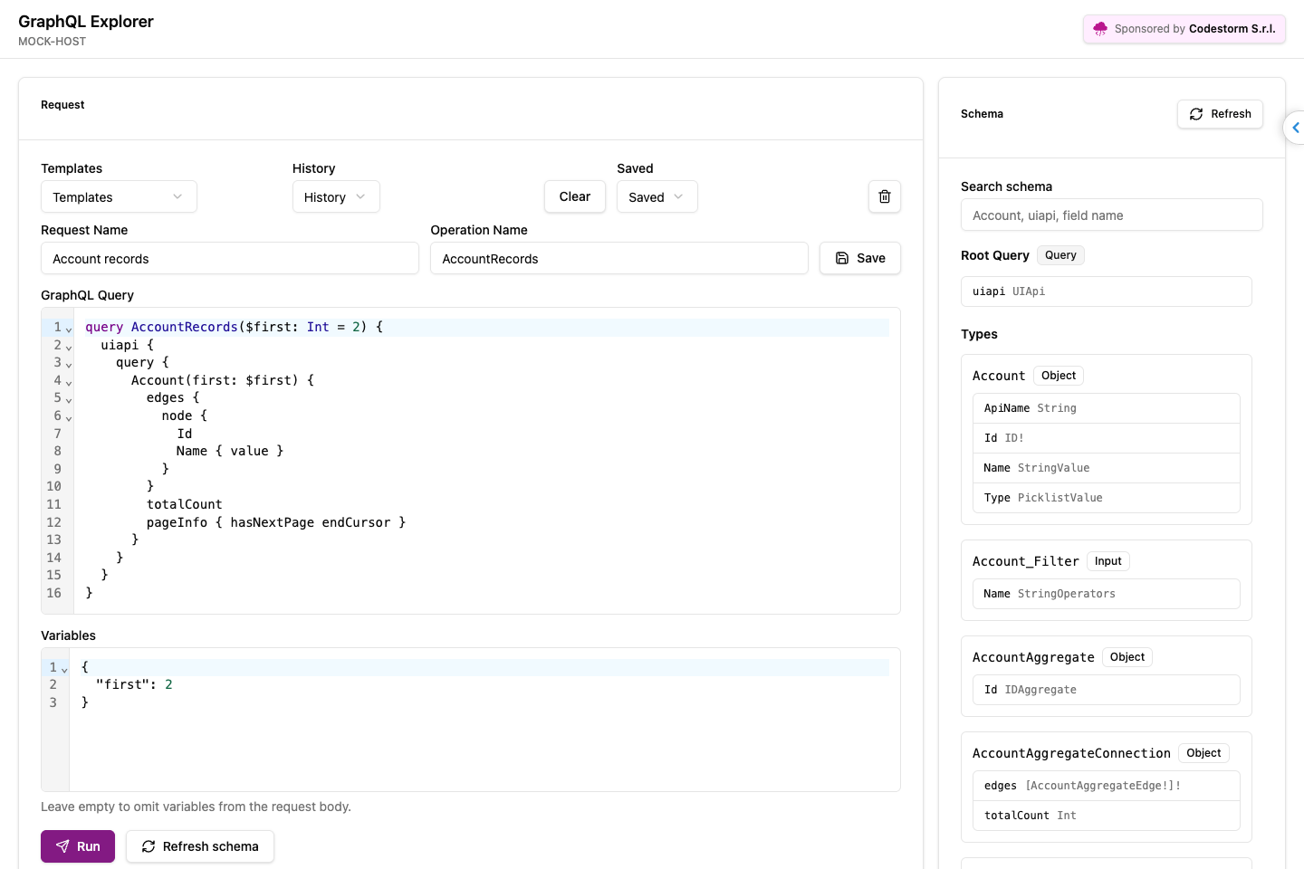 GraphQL Explorer screenshot