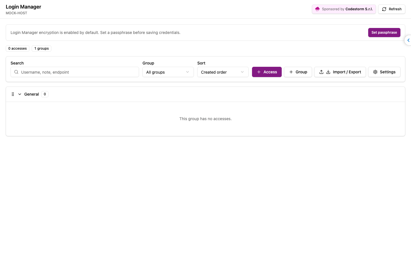 Login Manager screenshot