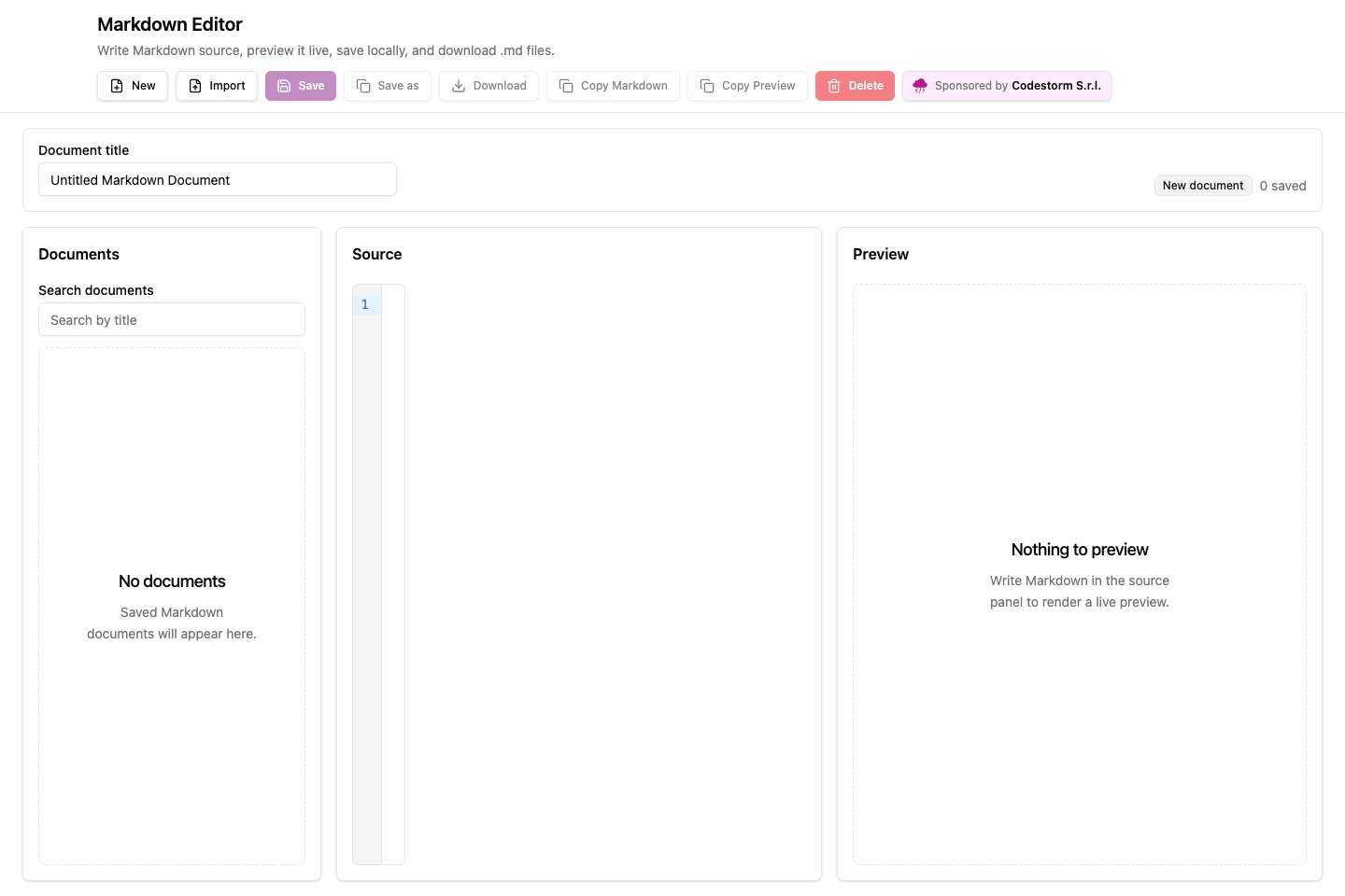 Markdown Editor screenshot
