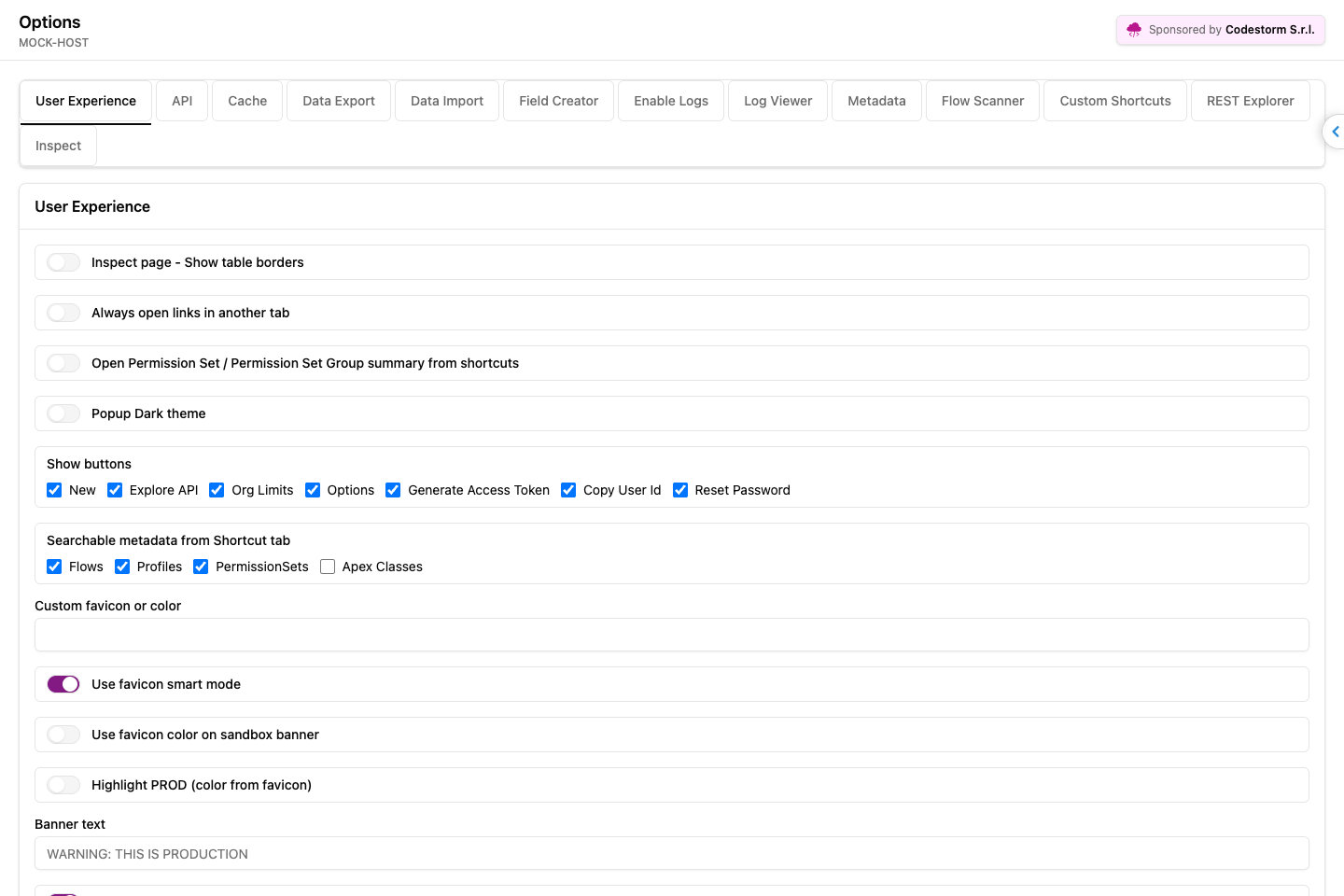 Options screenshot